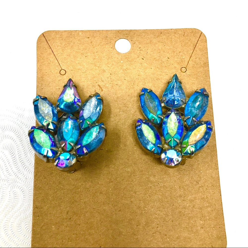 Vintage Garne Marquee & Pear Rhinestone earrings